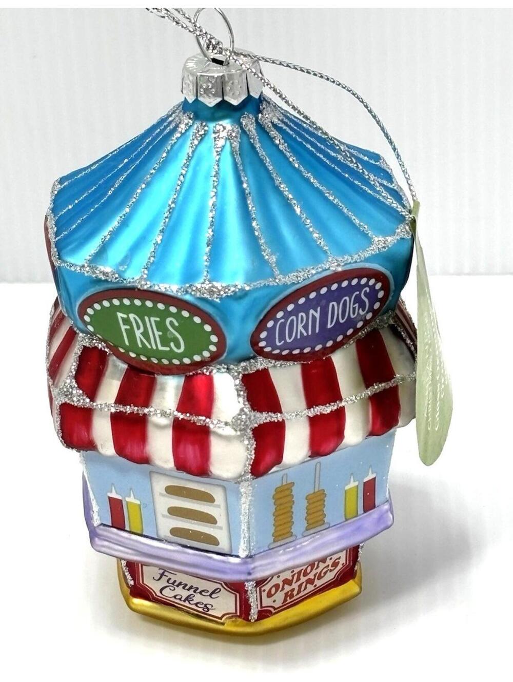 Ashland Glass Carnival Food Stand Christmas Ornament Fries Popcorn Funnel Cakes